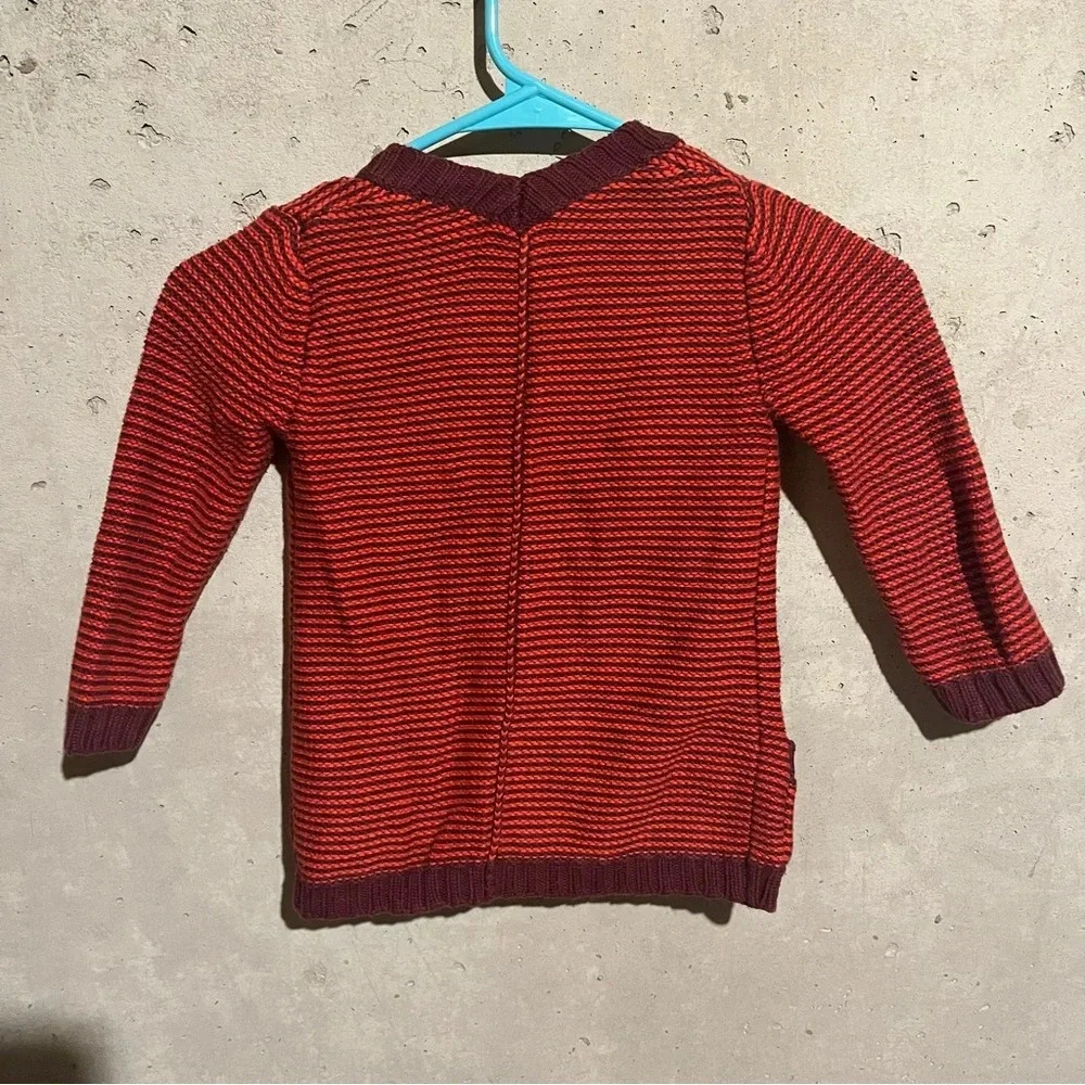 Old Navy Open-Front Long Cardigan Sweater Toddler Girls Red Striped Size 3T